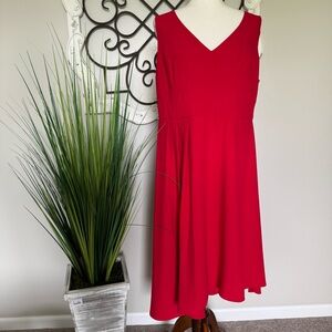 NWT LANE BRYANT Size 18 Red Christmas Holiday Asymmetrical Hem Dress